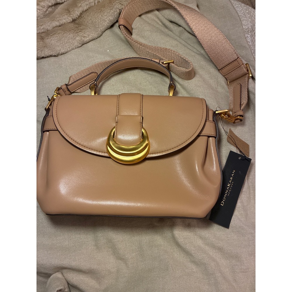 Donna Karan New York Valley Stream Leather Crossbody Bag Tan D4JDA1DG NEW